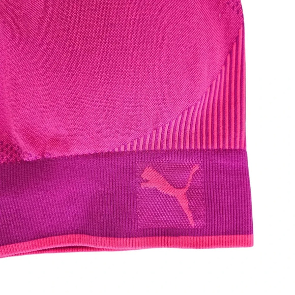 PUMA Sports Bra Pink Lined Padded Cutout Racerback Workout Athletic - Picture 2 of 4